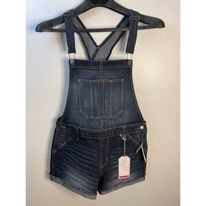 No Boundaries Girls‎ Denim Shortalls Relaxed Fit Stretch Size L 11-13 NWT
